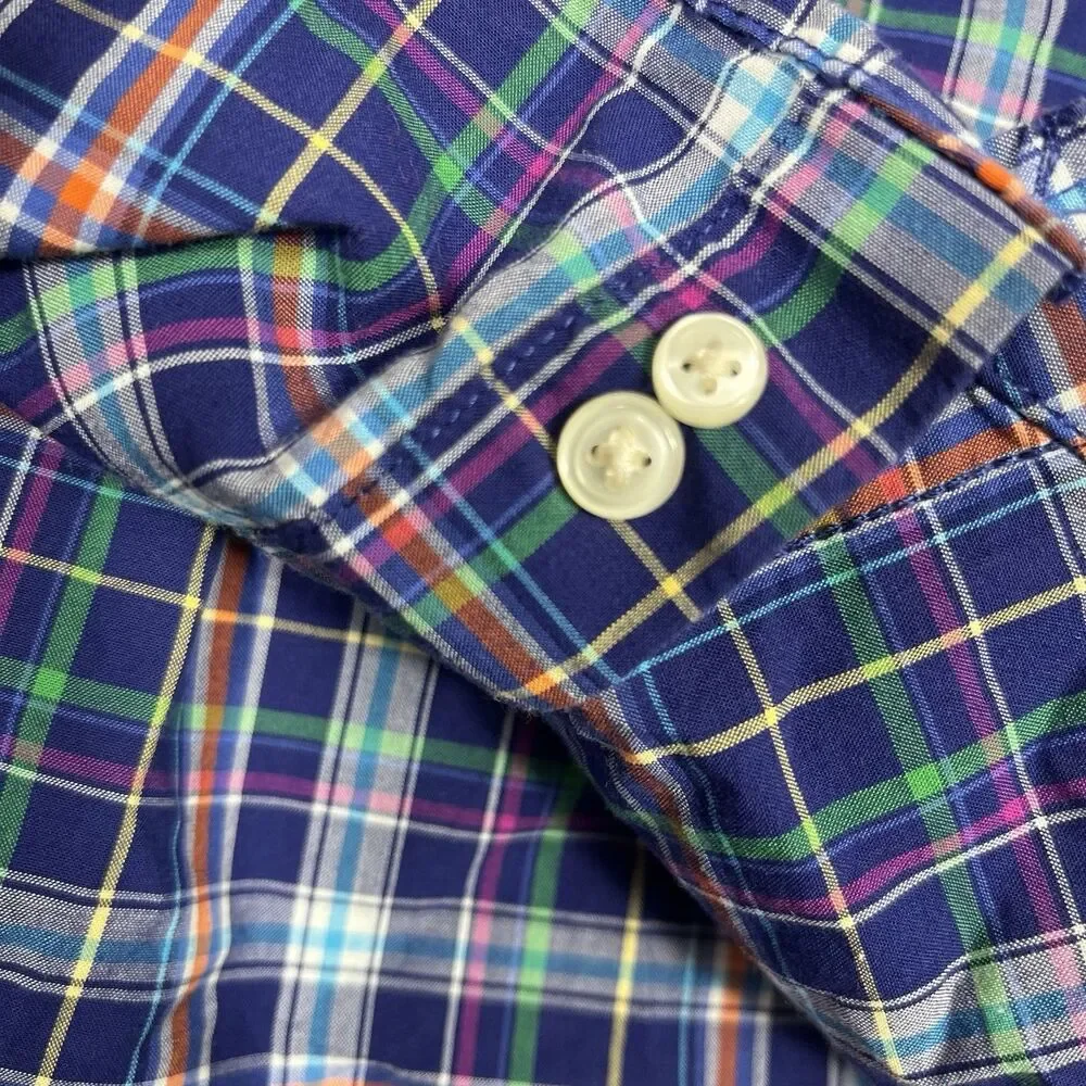 Ralph Lauren Shirt Toddler 3T Blue Green Pink Multi Long Sleeve Button Down Pony